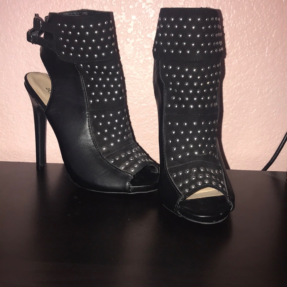 Studded booty open toed heels